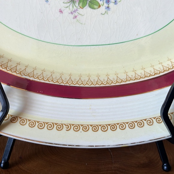 Antique 16 1/8” Wood & Sons Ivory Ware Buckingham Floral Large Serving Platter - Picture 7 of 11